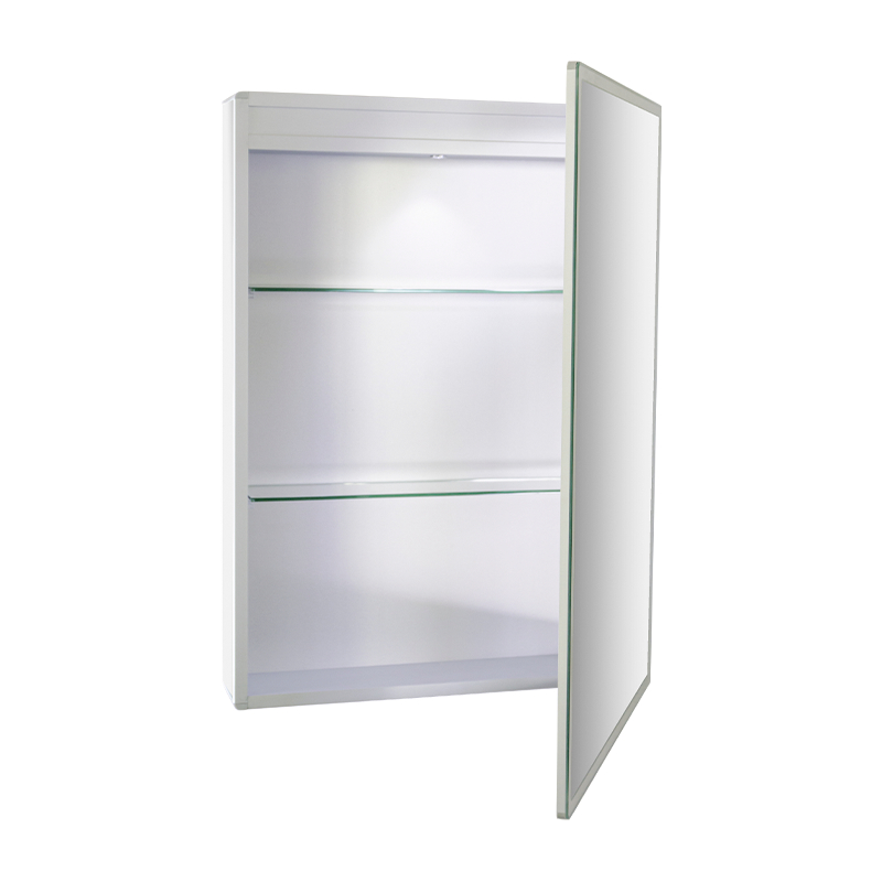 کابینت آینه حمام هوشمند تک در با آینه آرایشی با نور پس زمینه LED کابینت آینه حمام هوشمند تک در با آینه آرایشی با نور پس زمینه LED